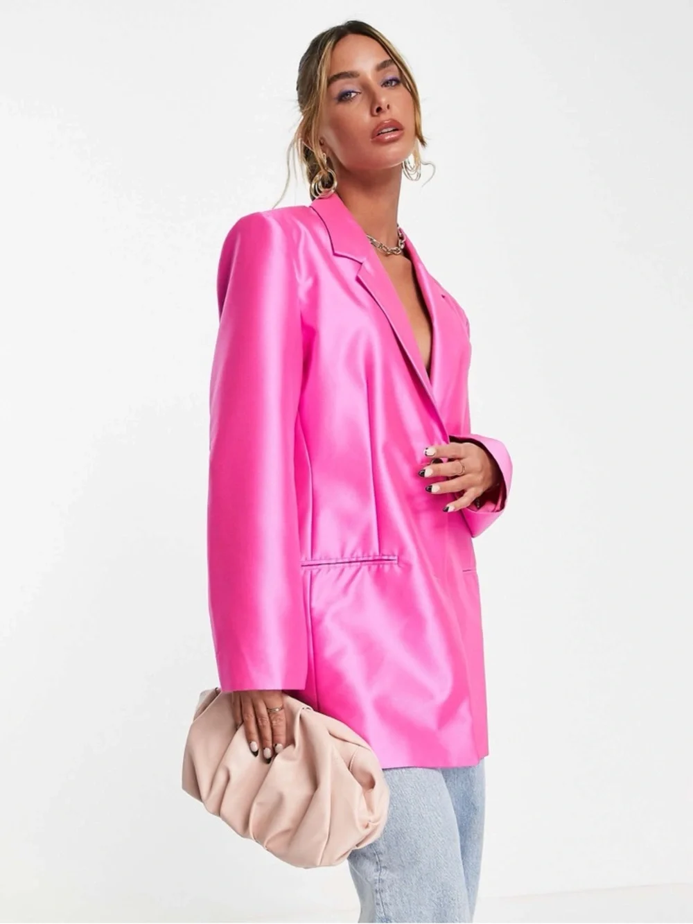 ASOS Design Ultimate Oversized Grandad Blazer in Hot Pink‎ Size 2